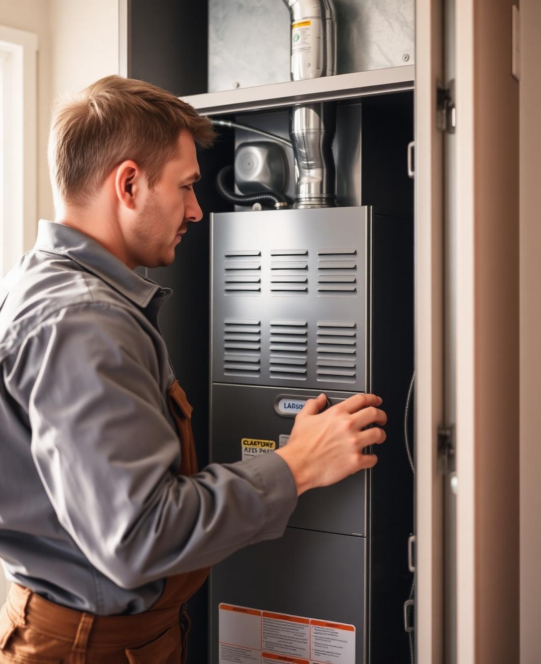 Furnace cabinet being reviewed before cleaning at an Everett home