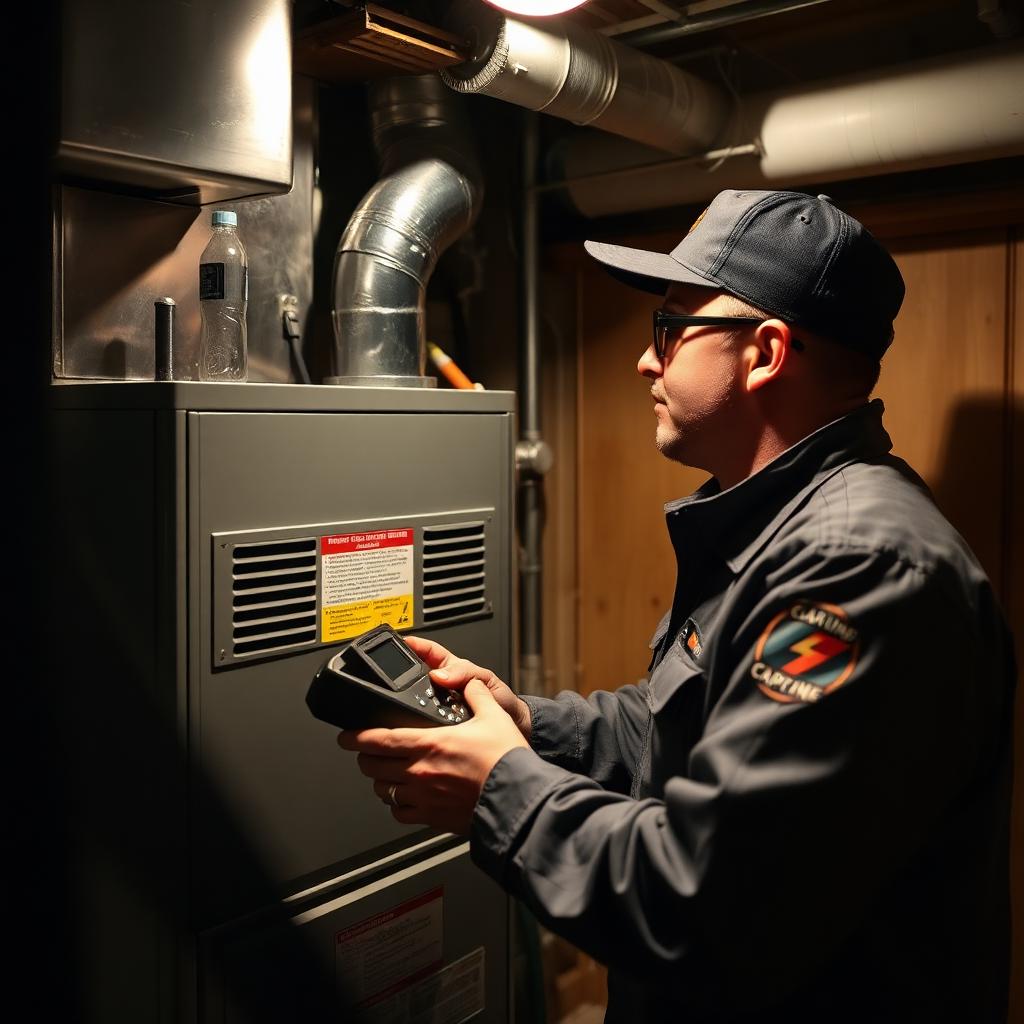 Furnace system being evaluated during a residential service visit in Snohomish Washington